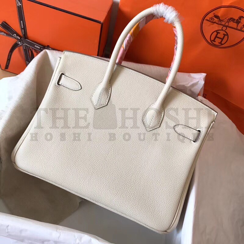 H**me5 White Birkin 30cm Clemence Handmade Bag Master Quality