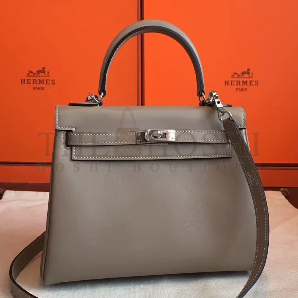 H**me5 Swift Kelly 25cm Retourne Handmade Grey Bag Master Quality