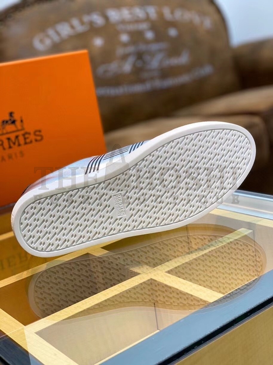 H**me5 Avantage Sneakers In Grey Metallic Leather Master Quality