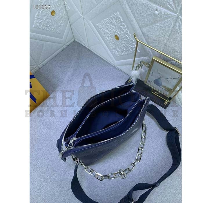 L0vis Vvtt0n LV Women Coussin PM Handbag Marine Blue Monogram Embossed Puffy Lambskin Calfskin Leather Master Quality
