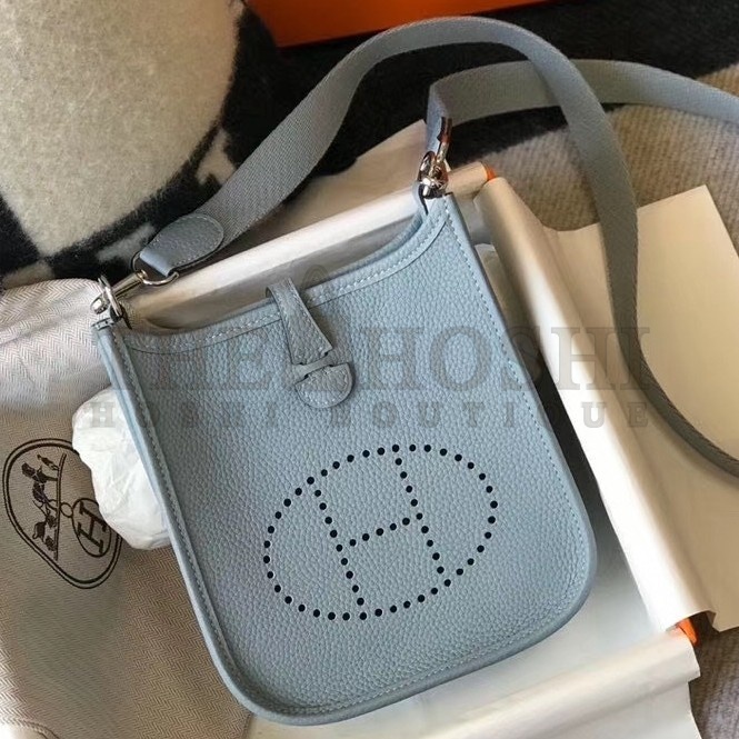 H**me5 Evelyne III TPM Bag In Blue Lin Clemence Leather Master Quality