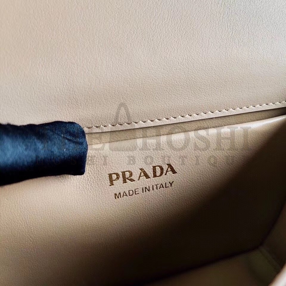 Pra*a Symbole Shoulder Bag In Beige Saffiano Leather Master Quality