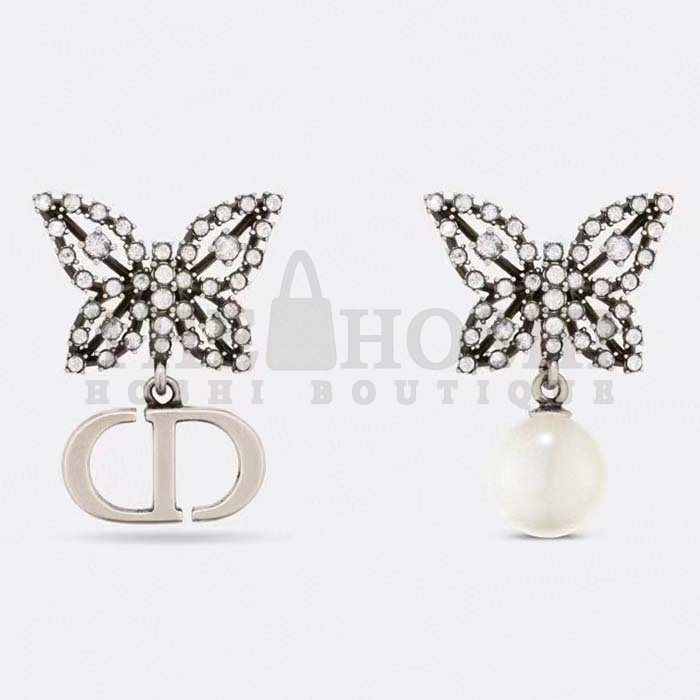 D10r Women CD Papillon De Nuit Earrings Silver Metal Pearls Master Quality