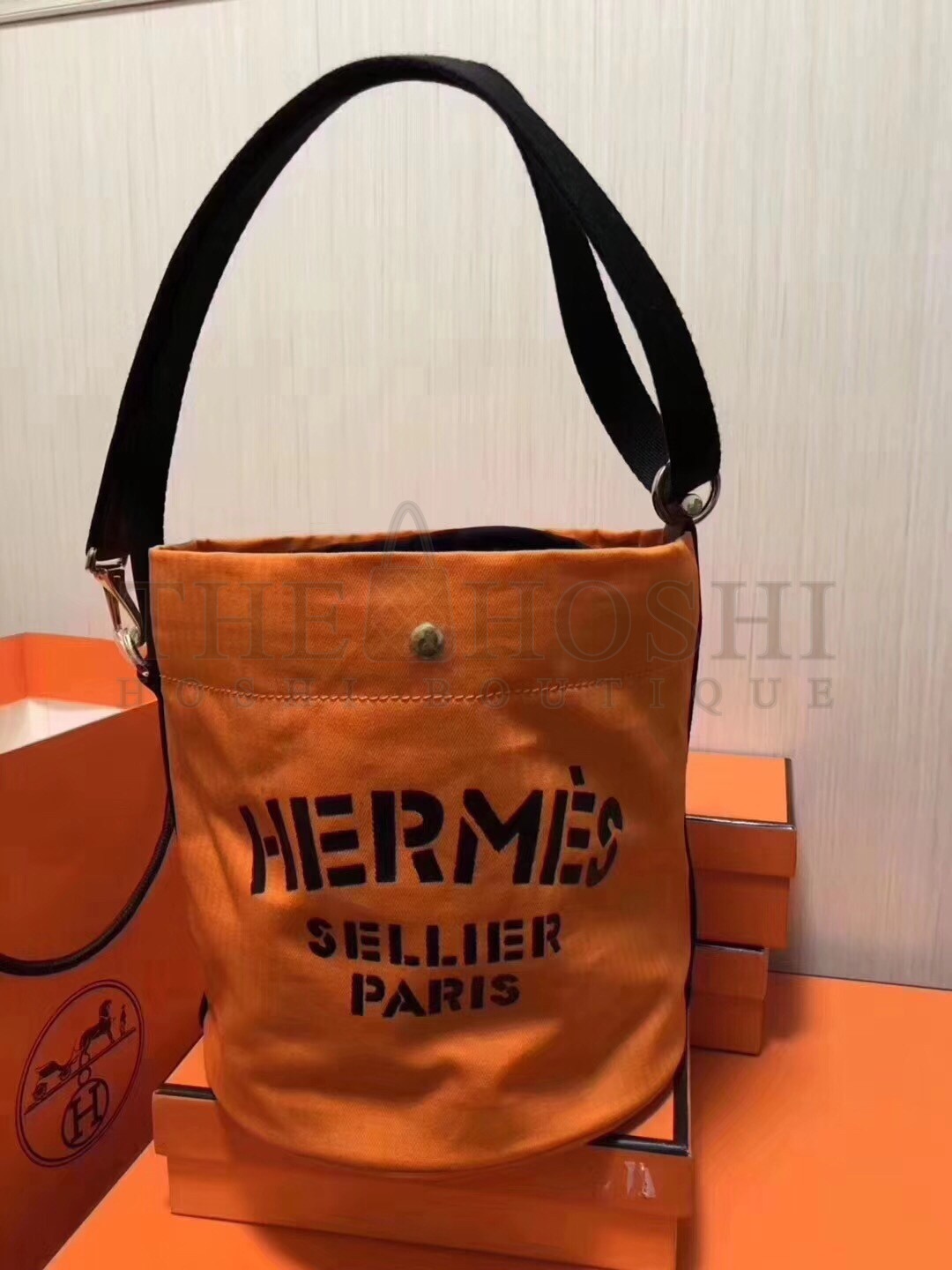H**me5 Grooming Bucket Bag In Orange Canvas Master Quality