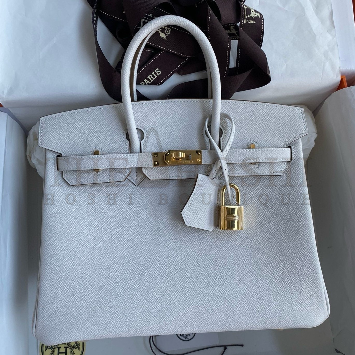 H**me5 Birkin 25 Retourne Handmade Bag In Gris Pale Epsom Calfskin Master Quality