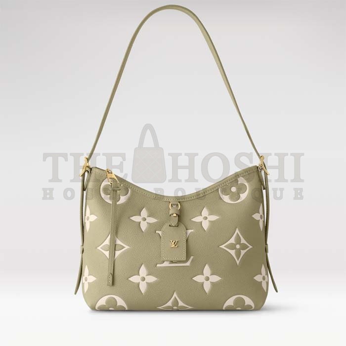 L0vis Vvtt0n LV Women CarryAll PM Bag Light Khaki Cream Monogram Empreinte Embossed Grained Cowhide Leather Master Quality