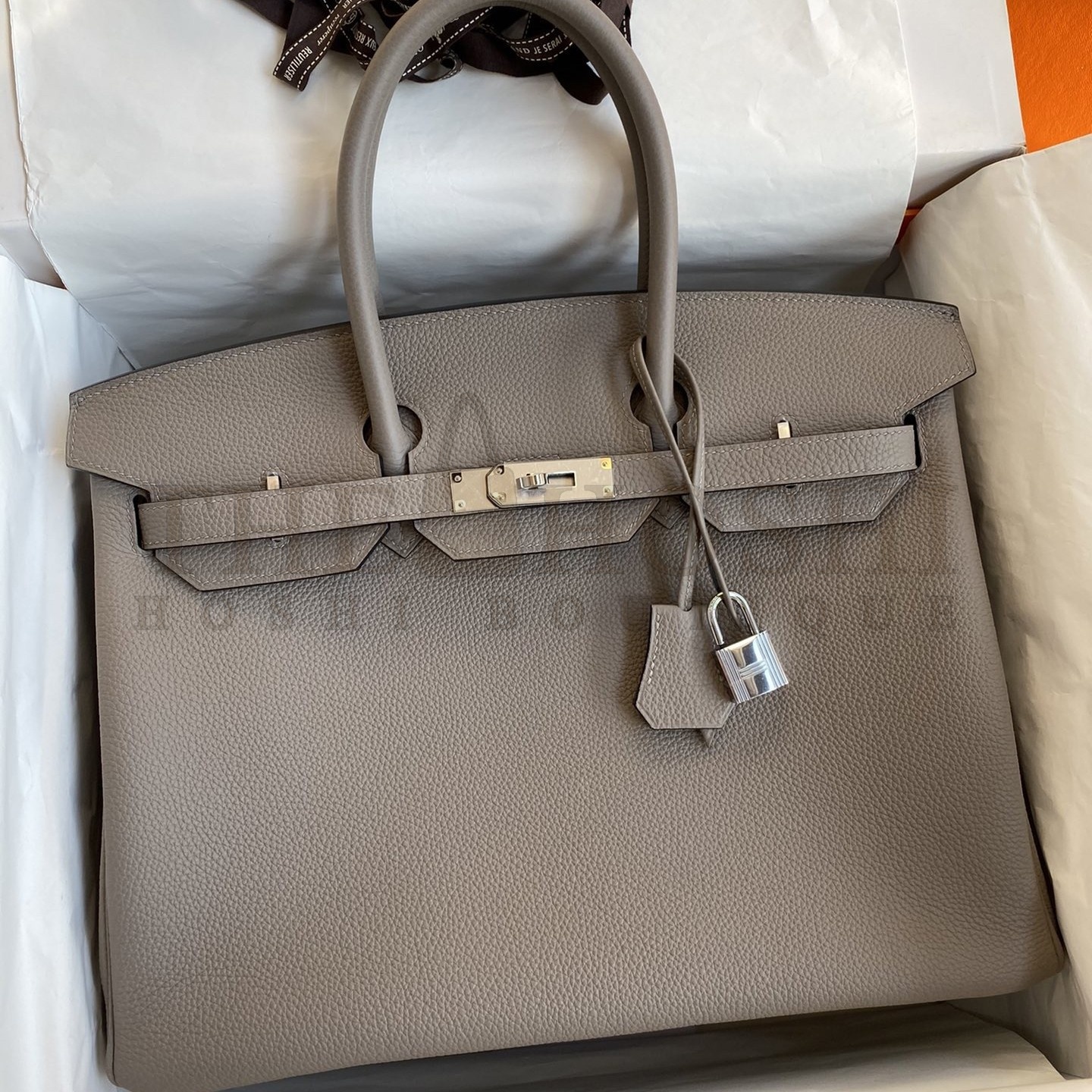 H**me5 Birkin 35 Retourne Handmade Bag In Gris Asphalt Clemence Leather Master Quality