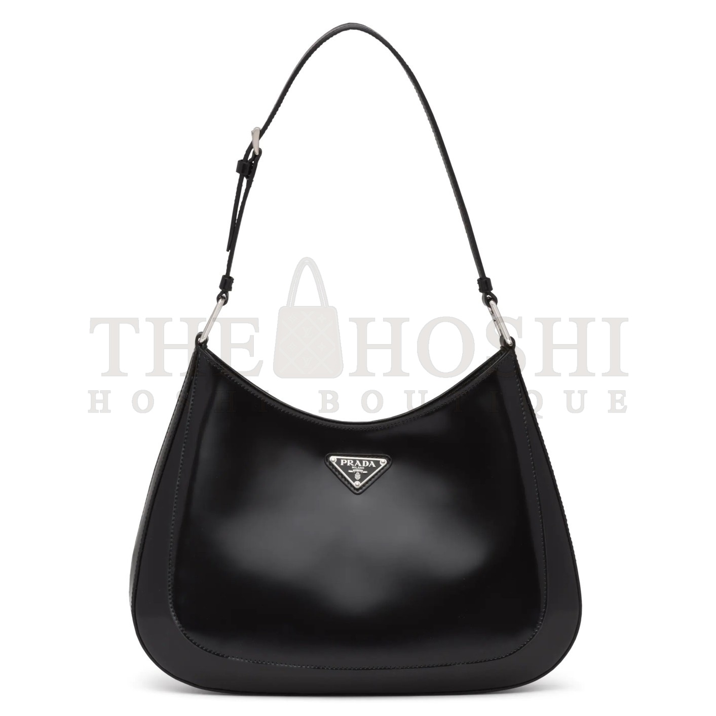 Pra*a Cleo Shoulder Large Bag In Black Brushed Leather Master Quality