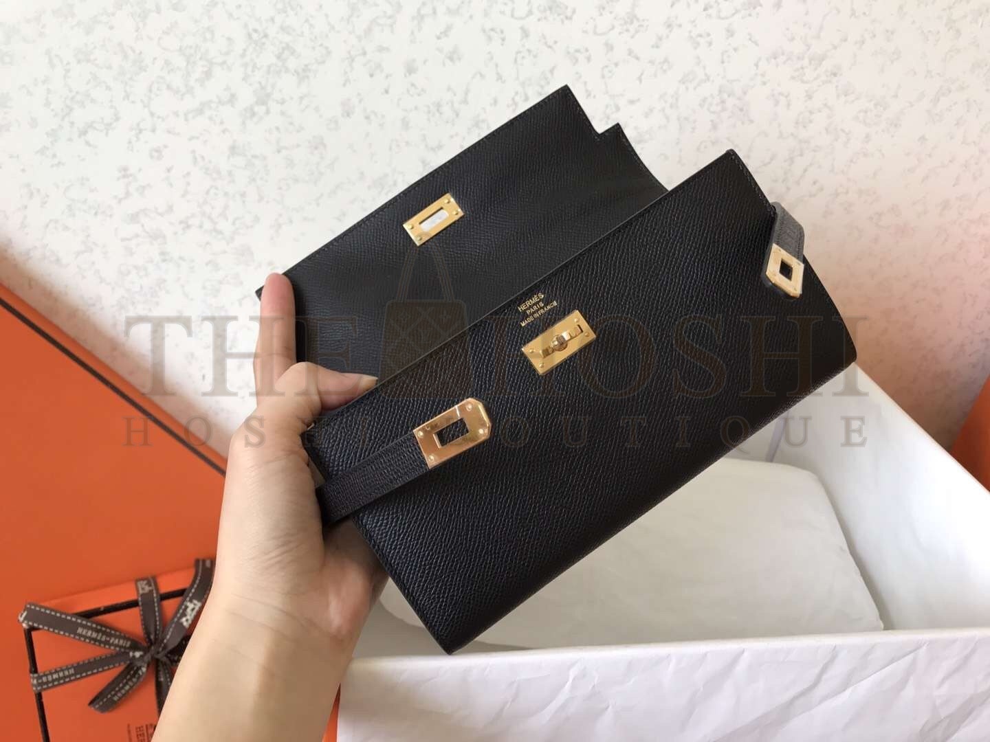 H**me5 Kelly Classic Long Wallet In Black Epsom Leather Master Quality
