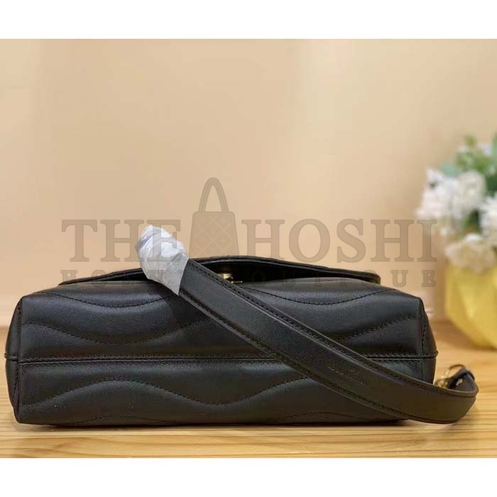 L0vis Vvtt0n LV Women New Wave Chain Bag MM Handbag Black Smooth Cowhide Master Quality