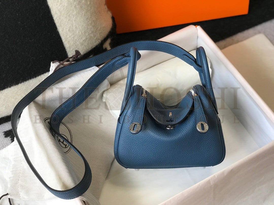 H**me5 Lindy Mini Bag In Blue Agate Clemence Leather PHW Master Quality