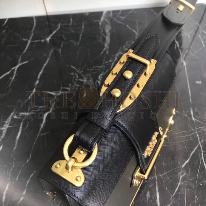 Pra*a Cahier Shoulder Bag In Green/Black Leather Master Quality