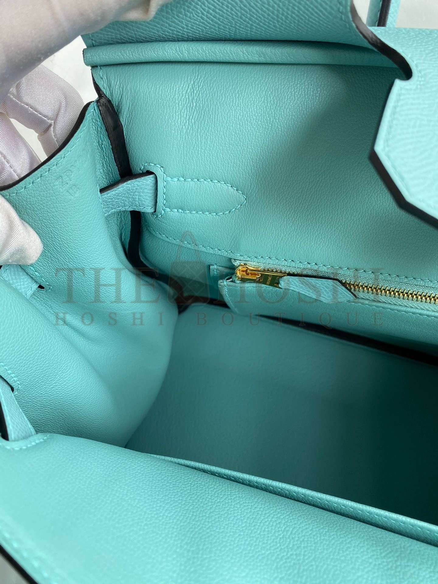 H**me5 Birkin 30 Retourne Handmade Bag In Blue Atoll Epsom Calfskin Master Quality