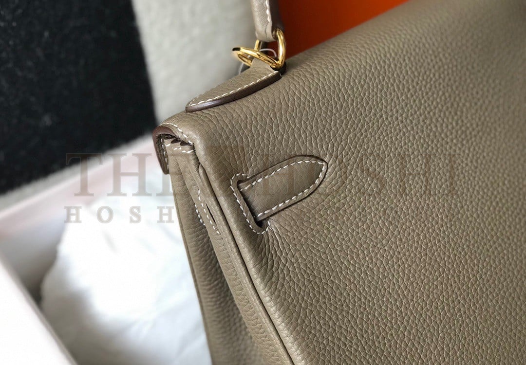 H**me5 Kelly 25cm Retourne Bag in Taupe Clemence Leather GHW Master Quality
