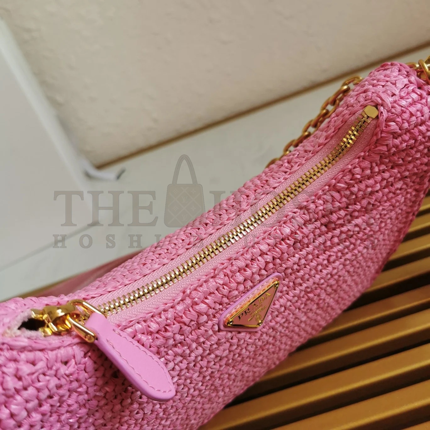 Pra*a Re-Edition 2005 Shoulder Bag In Pink Raffia Master Quality