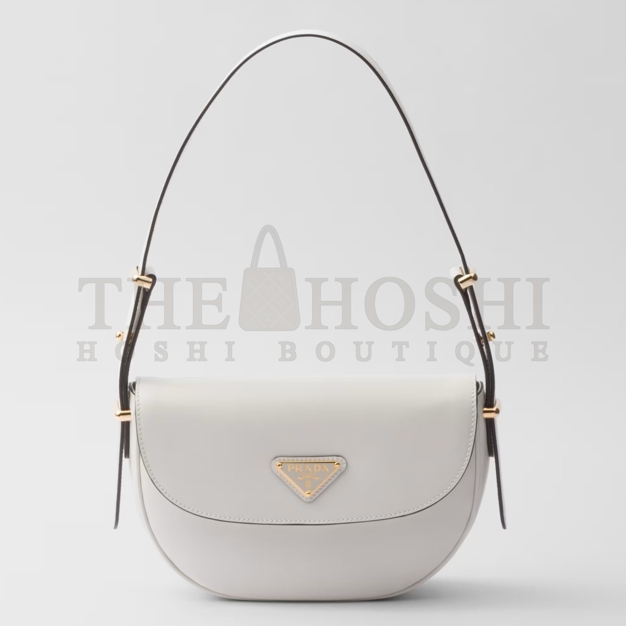 Pra*a Arque Shoulder Bag with Flap in White Leather Master Quality