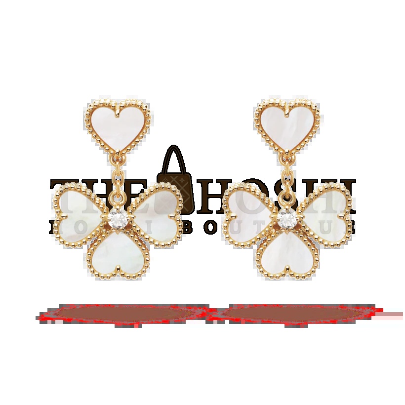 V*n Cl**f & Arpels Four Hearts Stud Earrings, Sweet Alhambra effeuillage earrings Master Quality