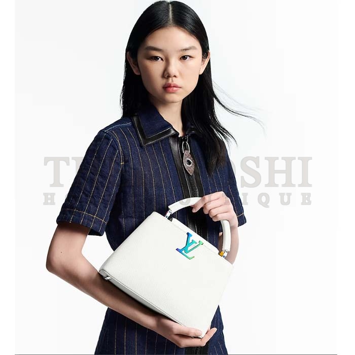L0vis Vvtt0n LV Women Capucines BB Handbag Snow White Taurillon Leather Cowhide Lining Master Quality