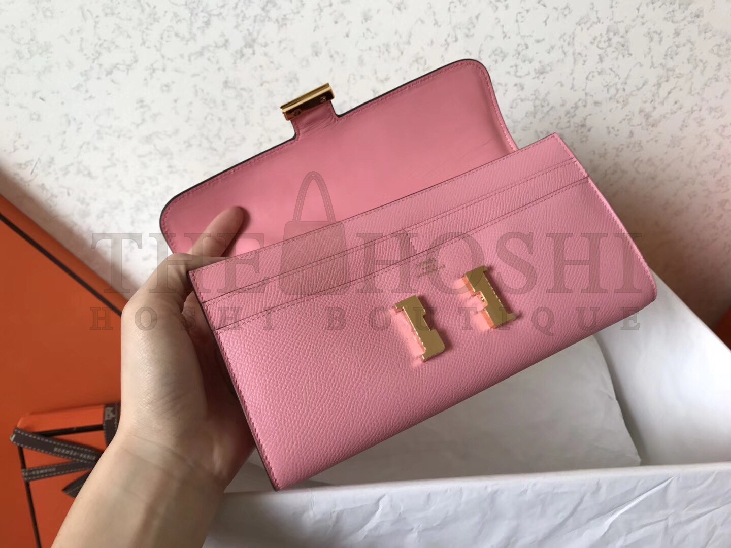H**me5 Pink Epsom Constance Long Wallet Master Quality