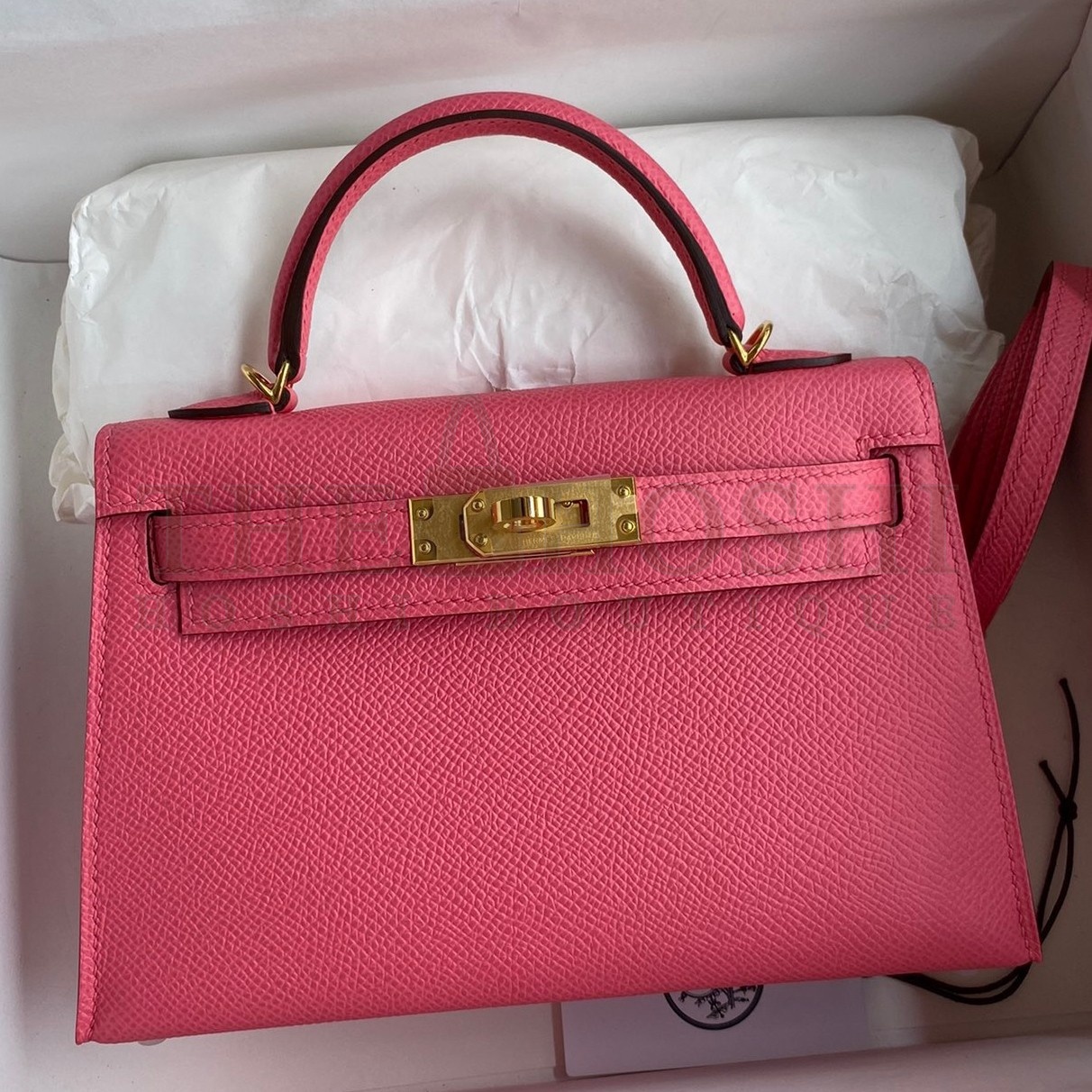 H**me5 Kelly Mini II Sellier Handmade Bag In Rose Azalee Epsom Calfskin Master Quality