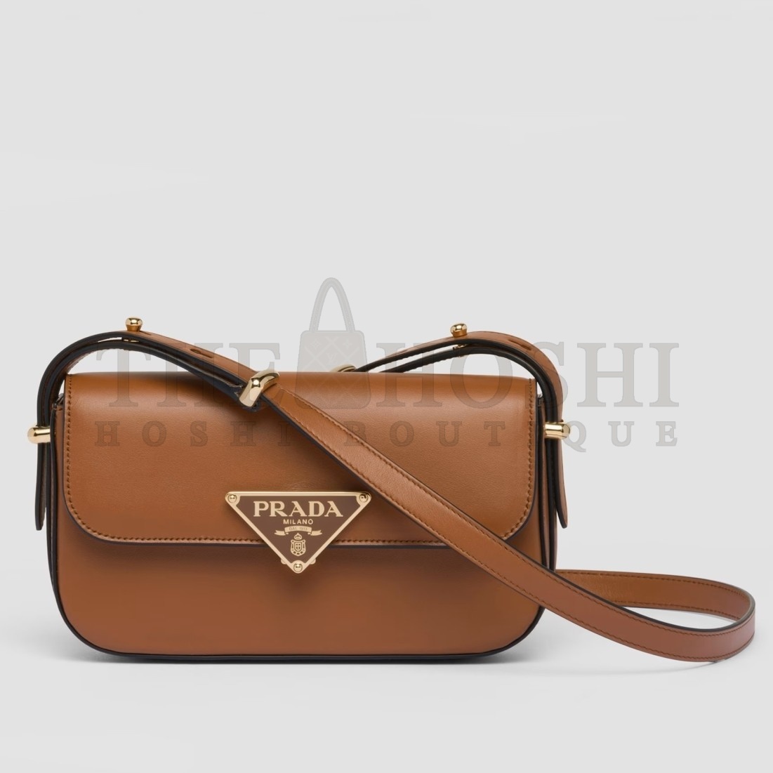 Pra*a Shoulder Bag in Cognac Smooth Calfskin Master Quality