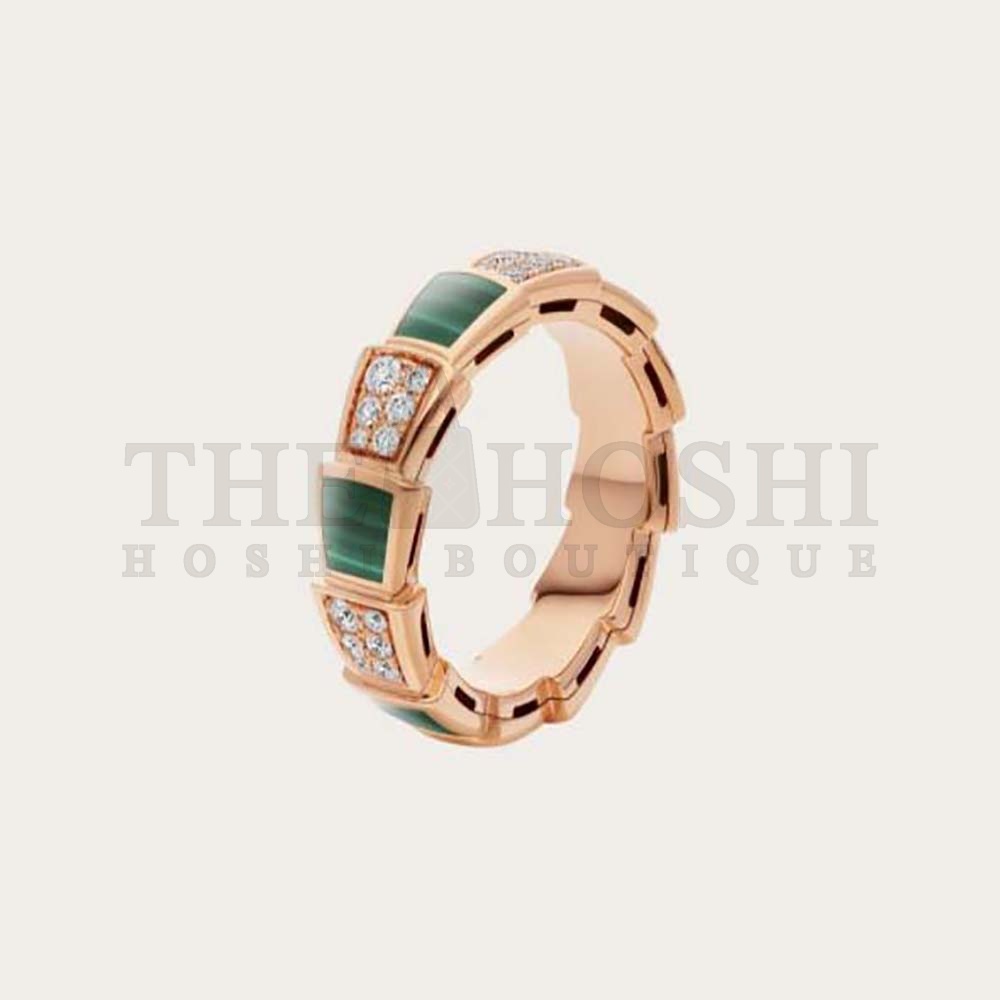 Bv1g*ai Women Serpenti Viper Band Ring in 18 KT Rose Gold-Green Master Quality