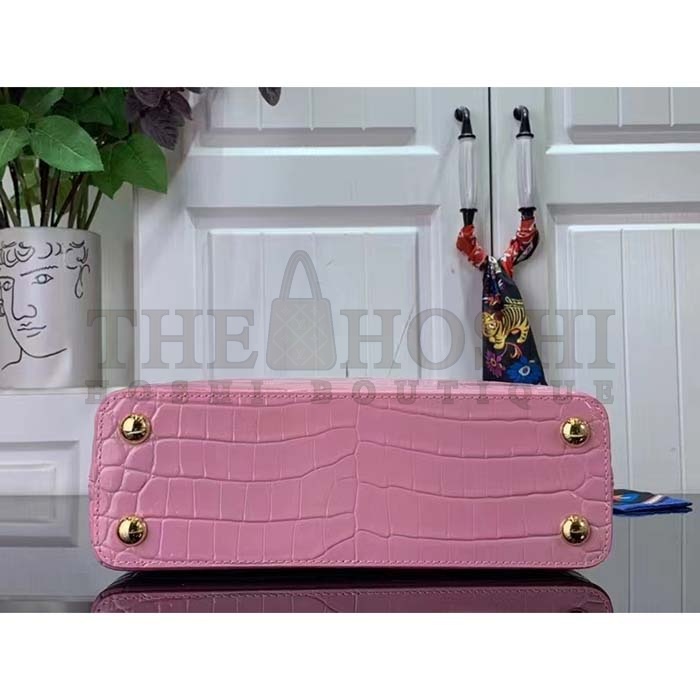 L0vis Vvtt0n LV Women Capucines BB Handbag Pink Crocodilien Brillant Savoir Faire Master Quality