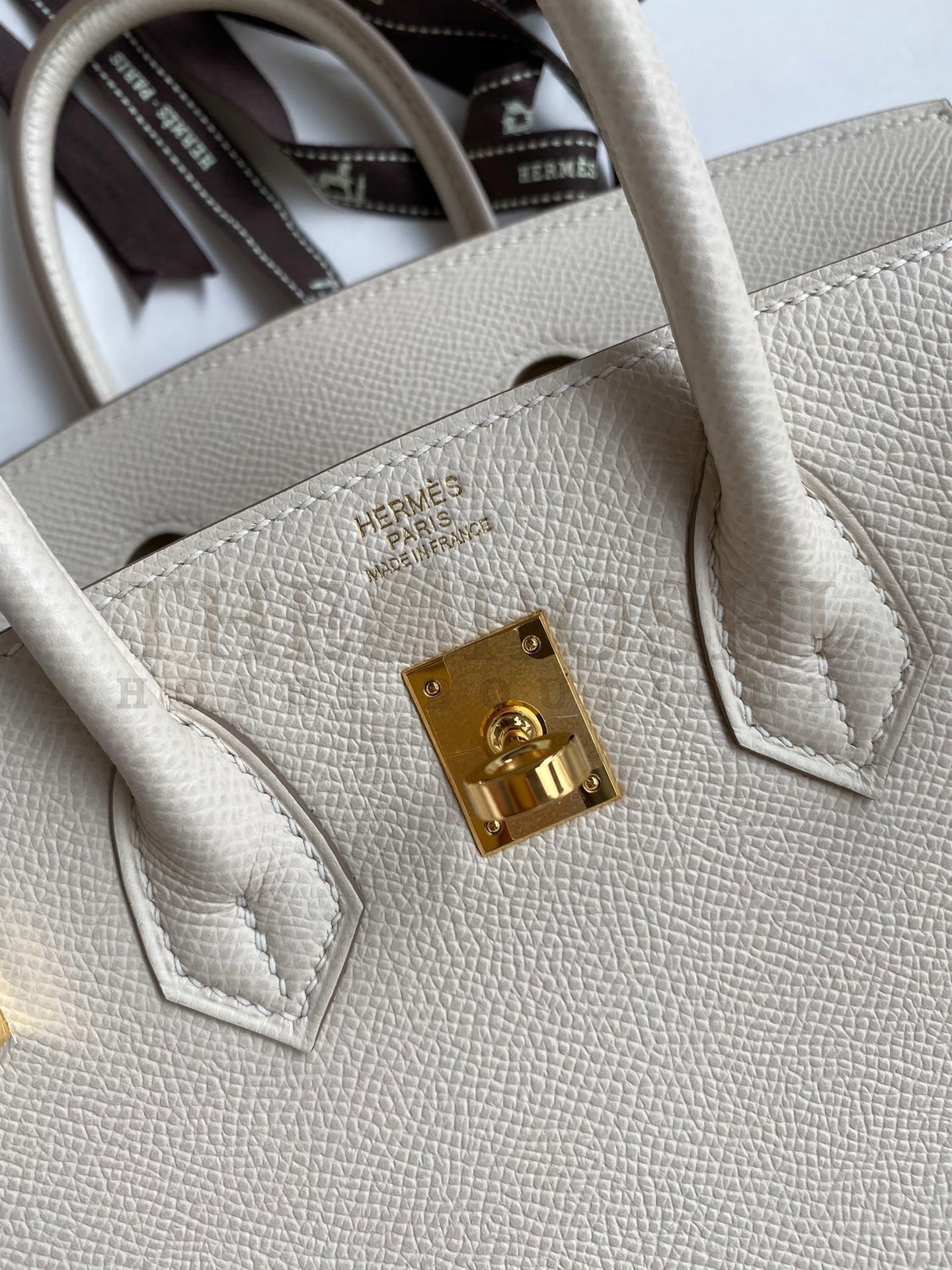 H**me5 Birkin 25 Retourne Handmade Bag In Craie Epsom Calfskin Master Quality