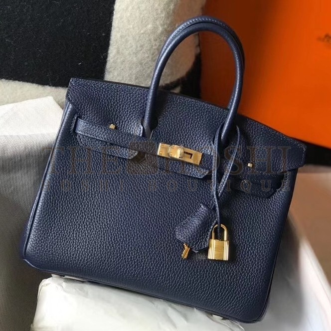 H**me5 Birkin 25 Bag In Navy Blue Clemence Leather with GHW Master Quality