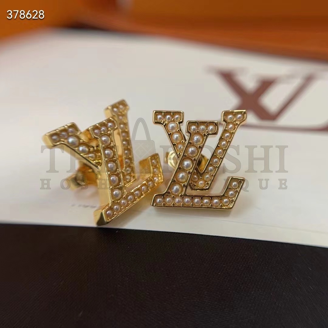 L0vis Vvtt0n Women LV Iconic Pearls Earrings Metal Gold-Color Finish White Resin Pearls Enamel Master Quality