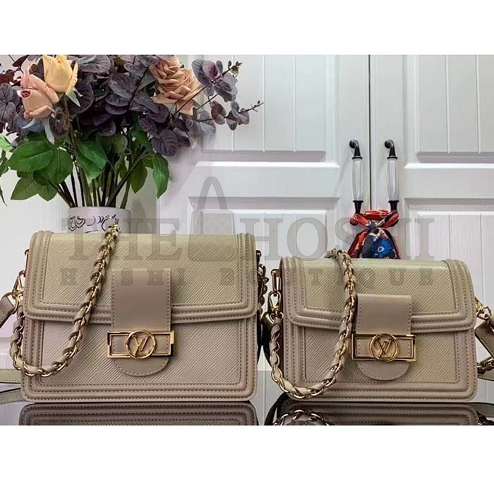L0vis Vvtt0n LV Women Mini Dauphine Handbag Poivre Brown Epi Grained Cowhide Leather Master Quality