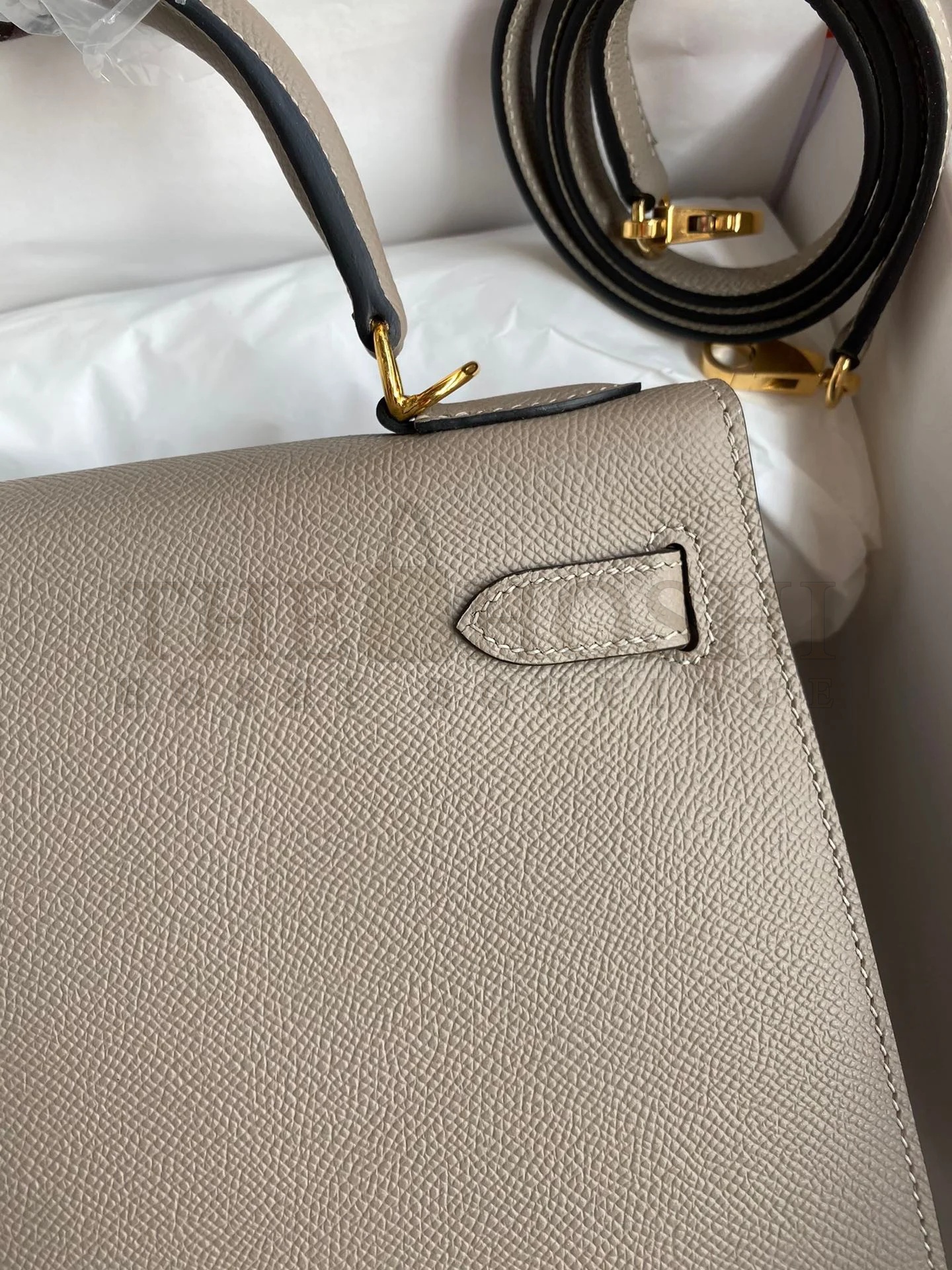 H**me5 Kelly Sellier 28 Handmade Bag In Gris Asphalt Epsom Calfskin Master Quality