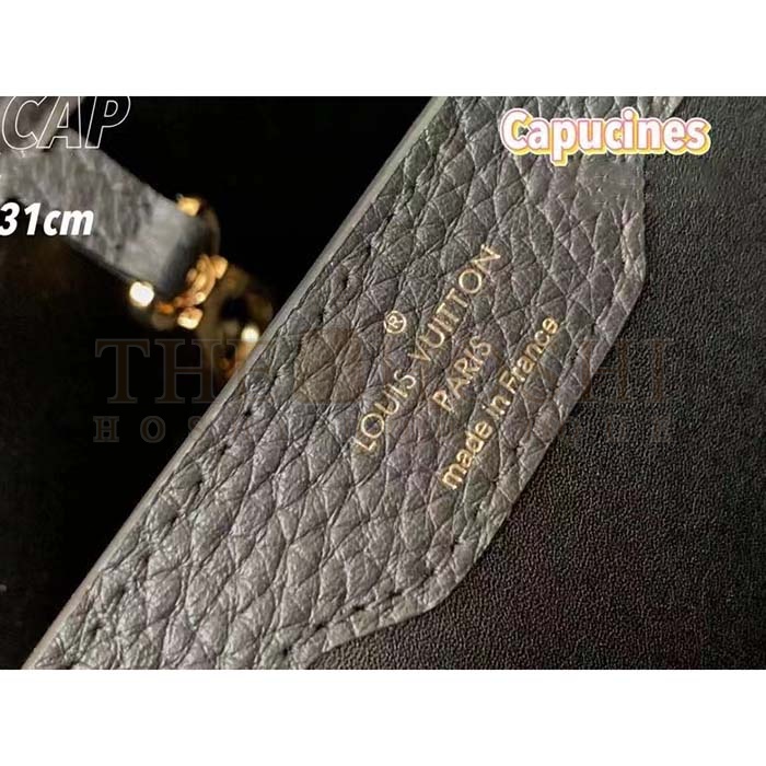 L0vis Vvtt0n LV Women Capucines MM Handbag Black Taurillon Calf Leather Master Quality