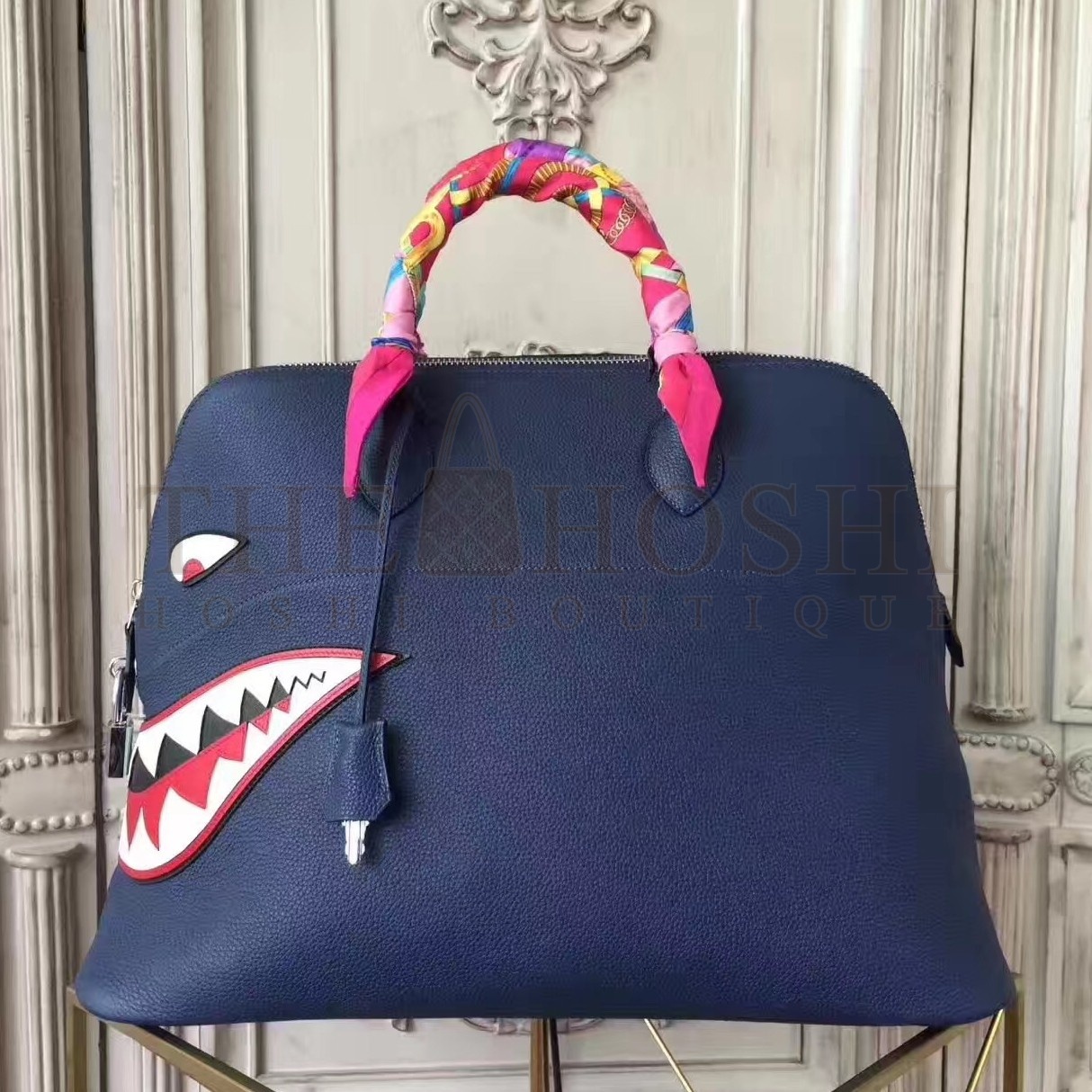 H**me5 Shark Bolide 45cm Bag In Blue Calfskin Master Quality