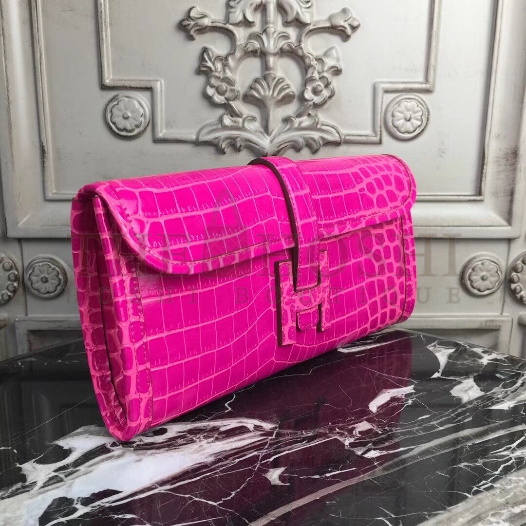 H**me5 Jige Elan 29 Clutch In Rose Red Crocodile Leather Master Quality