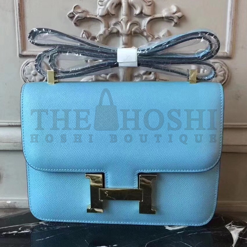 H**me5 Blue Atoll Constance MM 24cm Epsom Leather Bag Master Quality