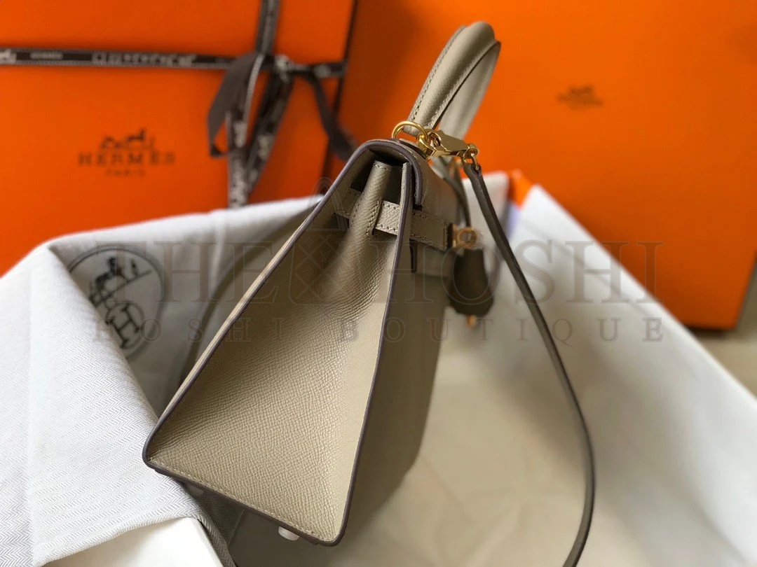 H**me5 Kelly 25cm Sellier Bag in Gris Tourterelle Epsom Calfskin GHW Master Quality