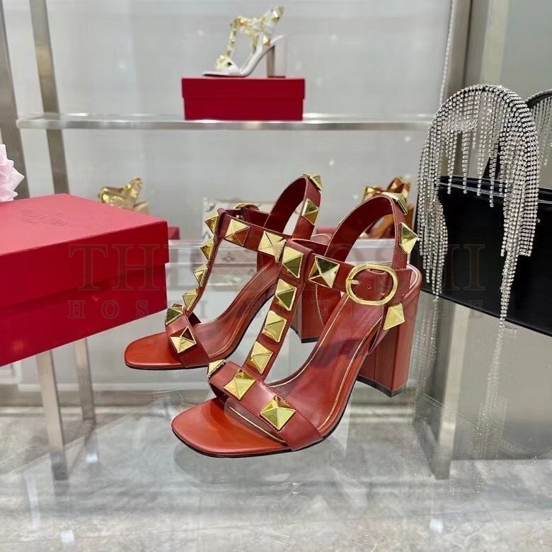 Va1e*ntin0 Roman Stud Sandals 90mm In Red Calfskin Master Quality
