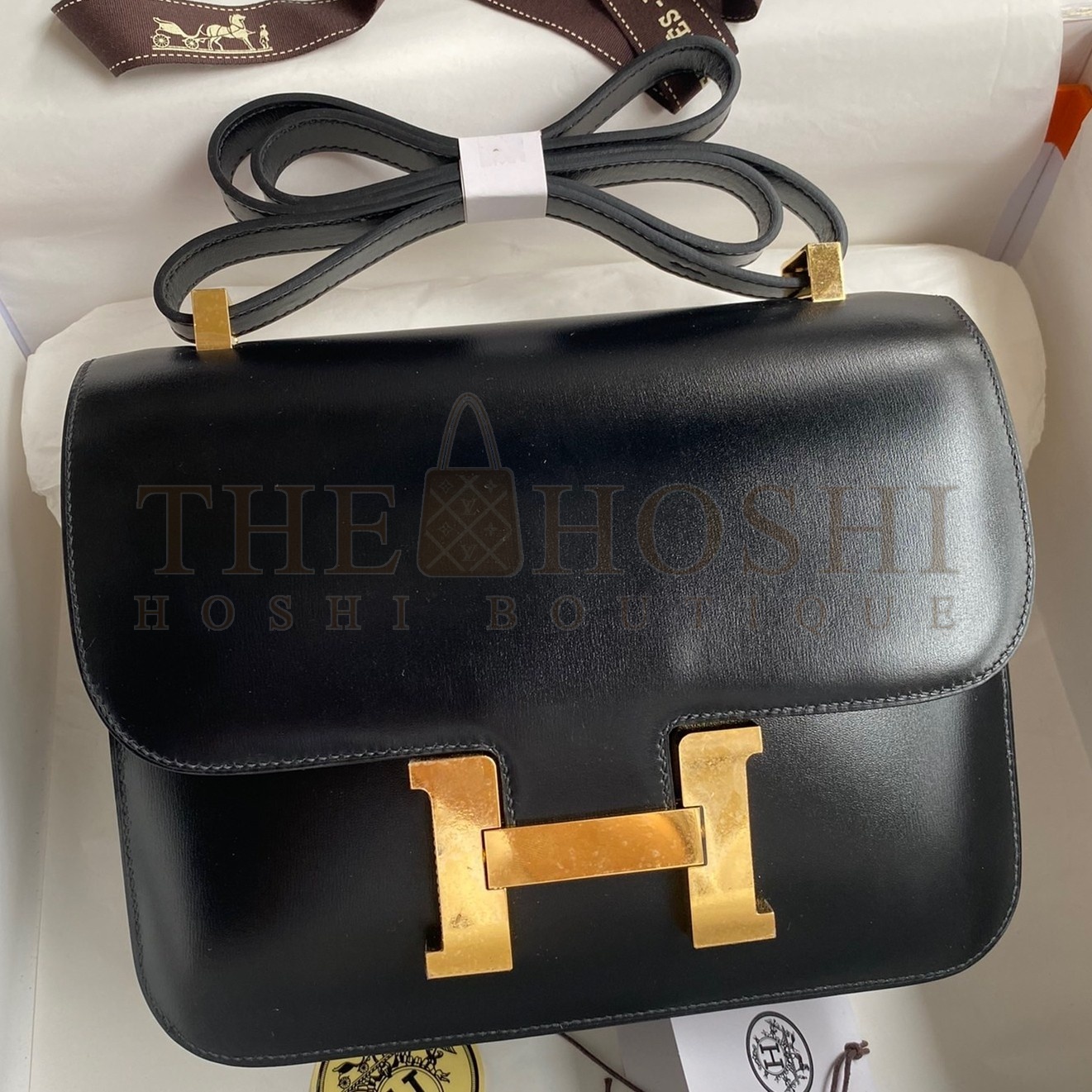 H**me5 Constance  Handmade Bag In Black Box Calfskin Master Quality