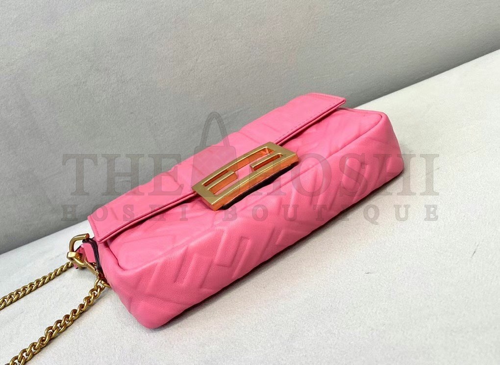 F**di Small Baguette Bag In Pink FF Nappa Leather Master Quality