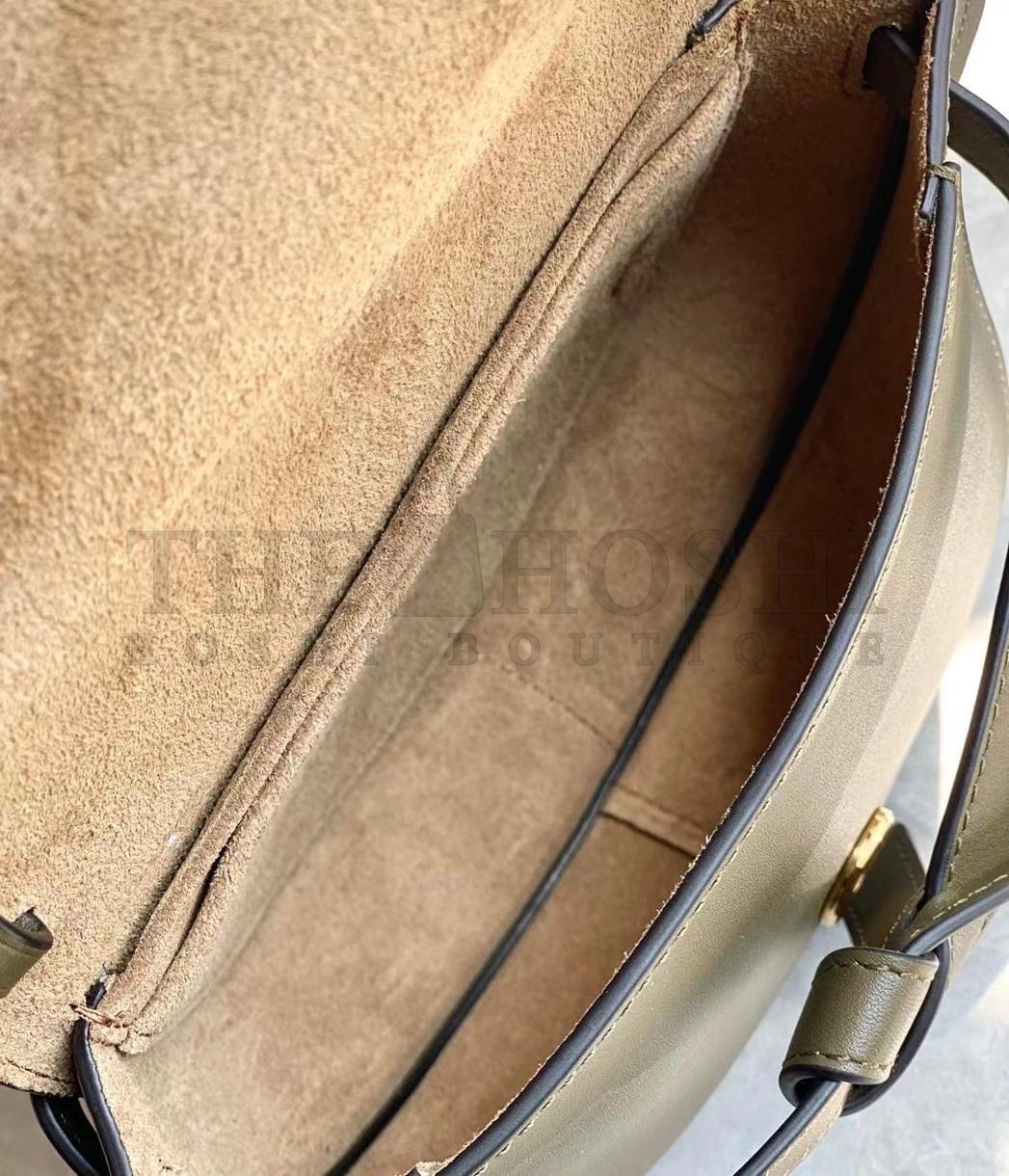 L0ew* Mini Gate Dual Bag In Autumn Green Calfskin Master Quality