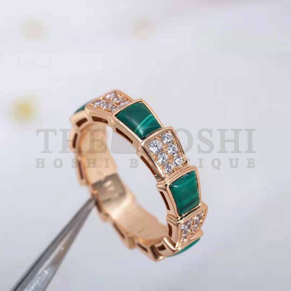 Bv1g*ai Women Serpenti Viper Band Ring in 18 KT Rose Gold-Green Master Quality