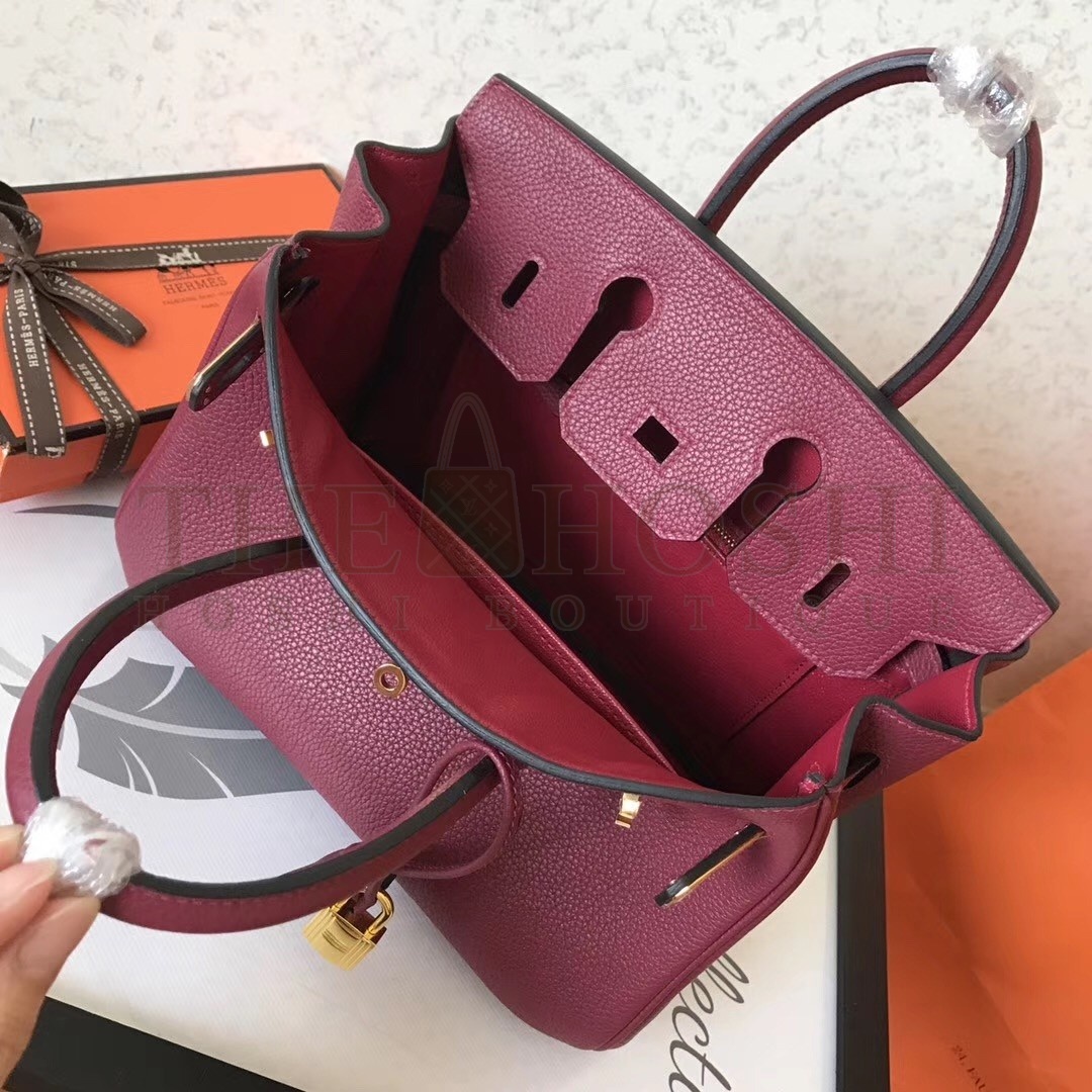 H**me5 Ruby Birkin 25cm Clemence Handmade Bag Master Quality