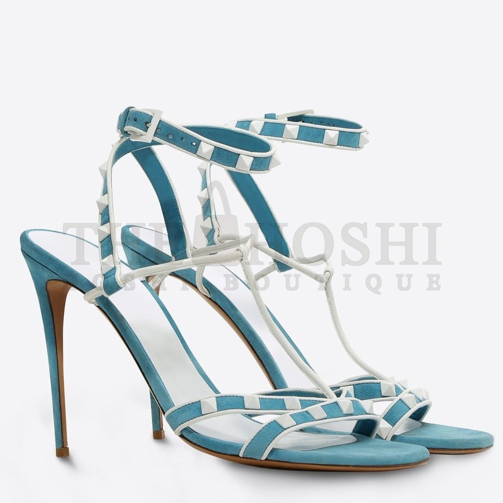 Va1e*ntin0 Garavani Blue Free Rockstud 105mm Sandals Master Quality