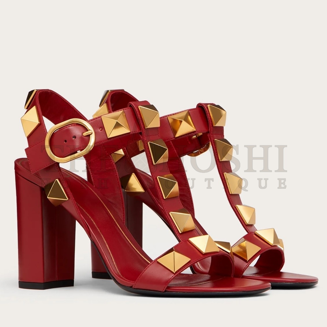 Va1e*ntin0 Roman Stud Sandals 90mm In Red Calfskin Master Quality