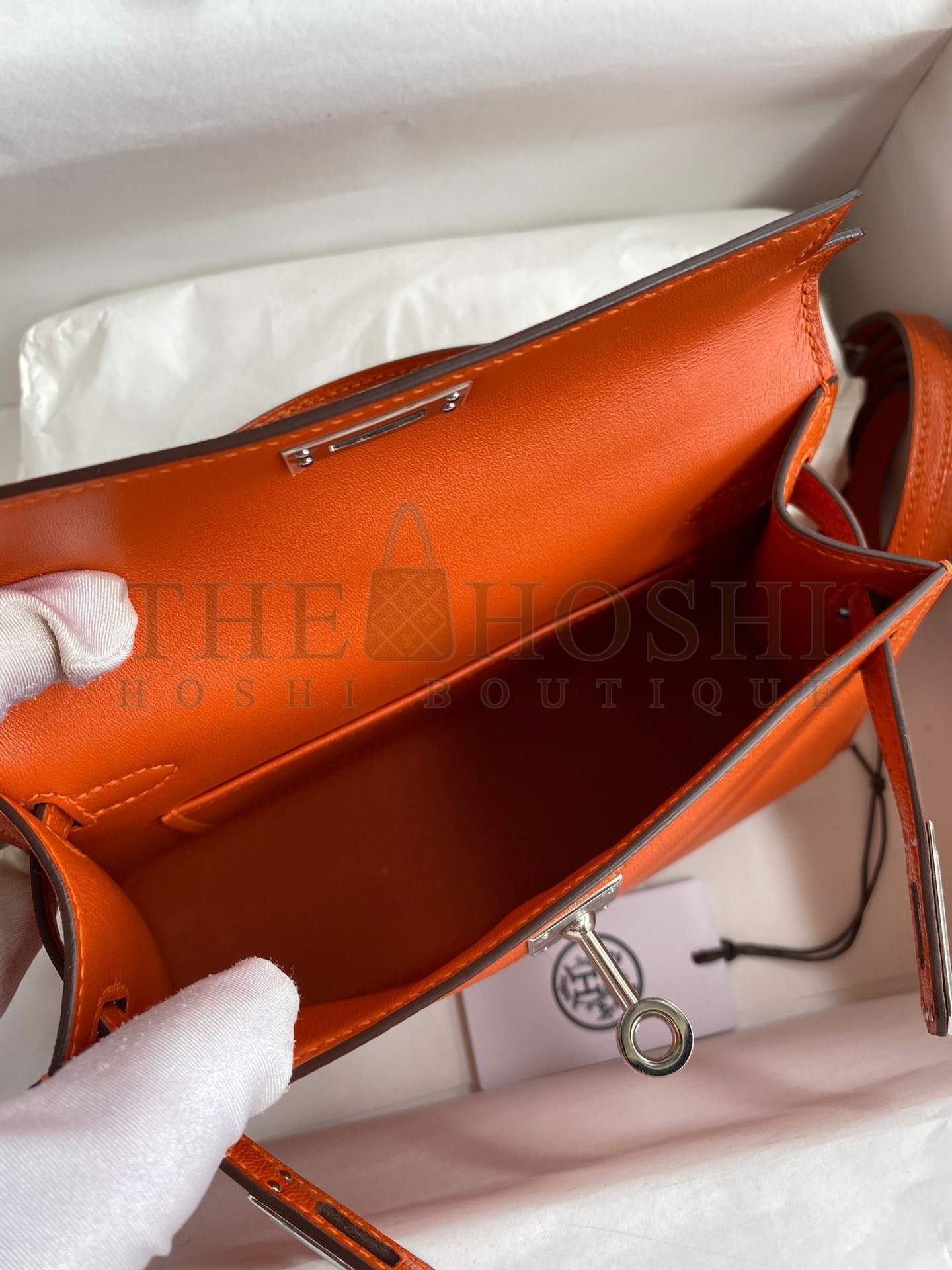 H**me5 Kelly Mini II Sellier Handmade Bag In Orange Chevre Mysore Leather Master Quality