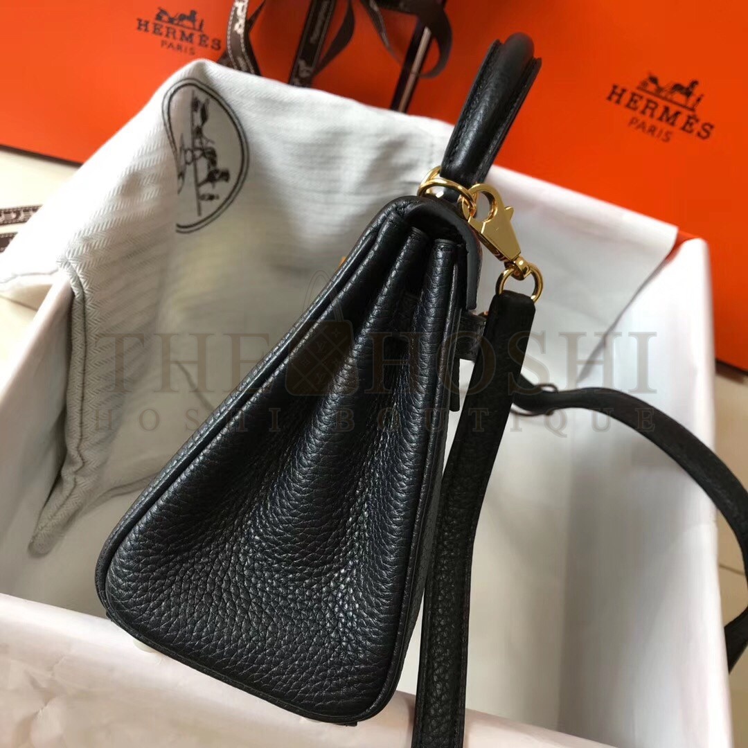 H**me5 Mini Kelly 20cm Bag In Black Clemence Leather Master Quality
