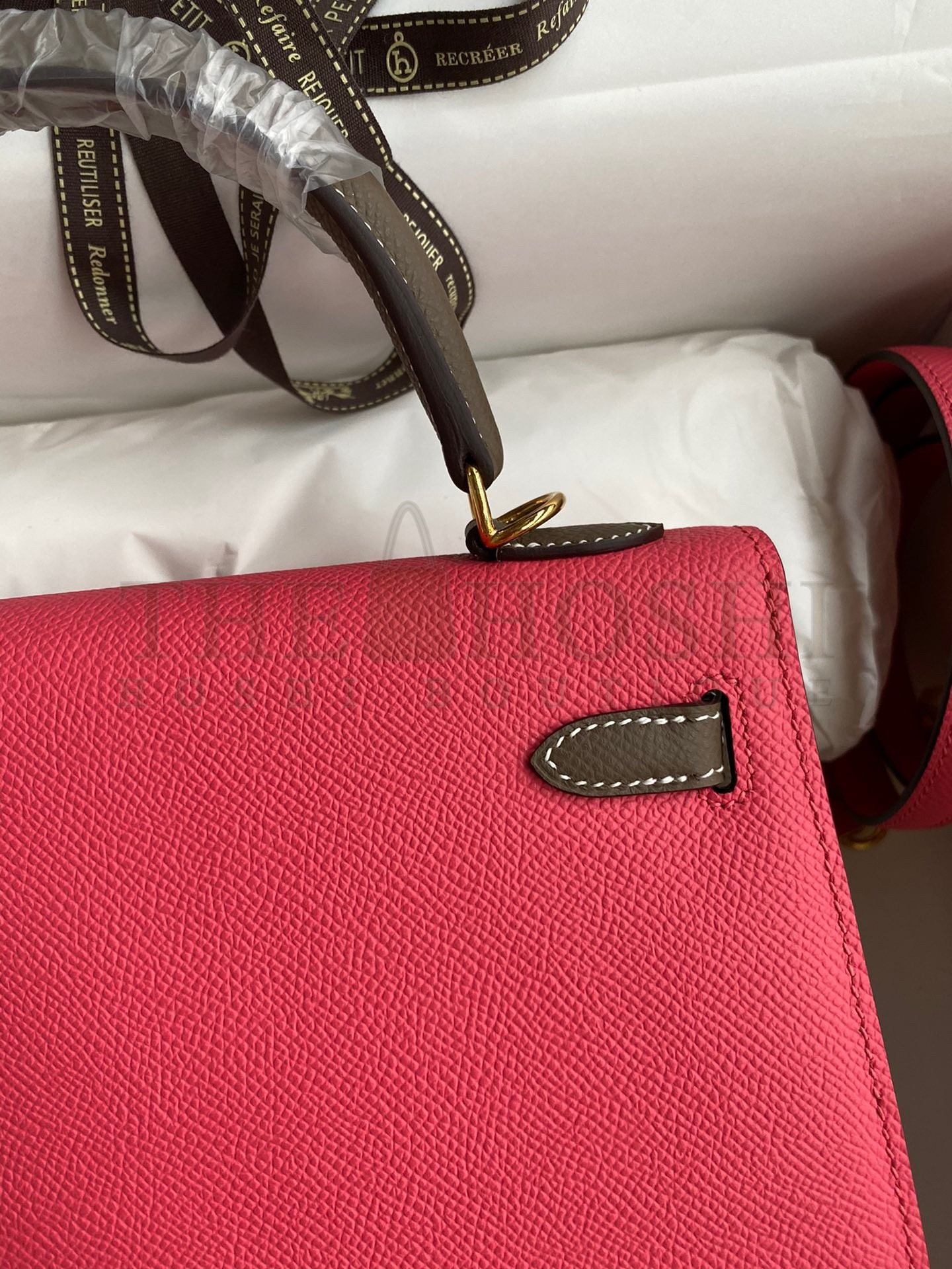 H**me5 Kelly Sellier 25 Bicolor Bag in Rose Extremea nd Taupe Epsom Calfskin Master Quality