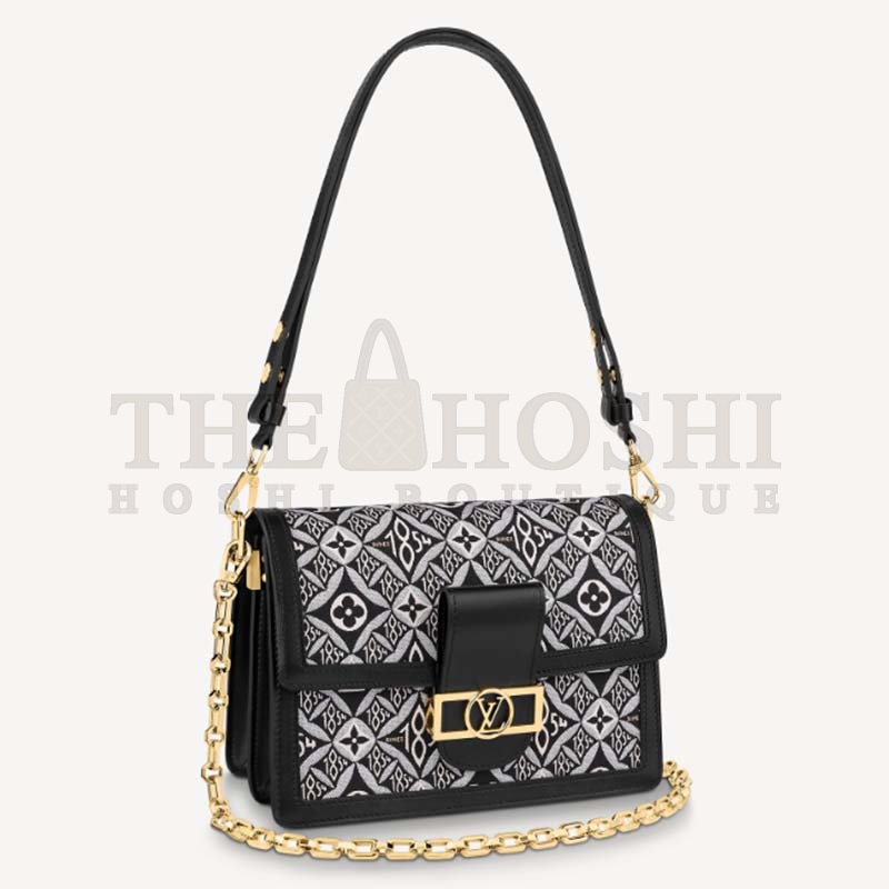 L0vis Vvtt0n LV Women Since 1854 Dauphine MM Handbag Black Monogram Flowers Cowhide Master Quality
