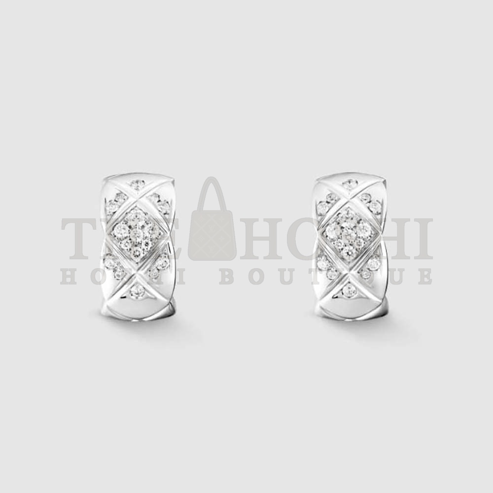 Ch**el Women Coco Crush Earrings in 18K White Gold Master Quality
